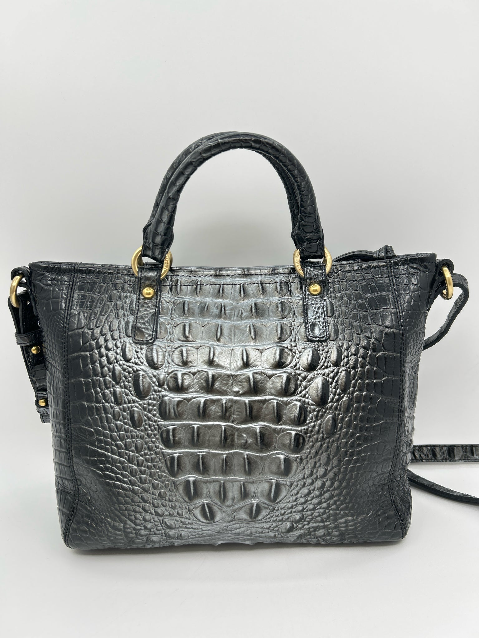 BRAHMIN black and grey Women Tote