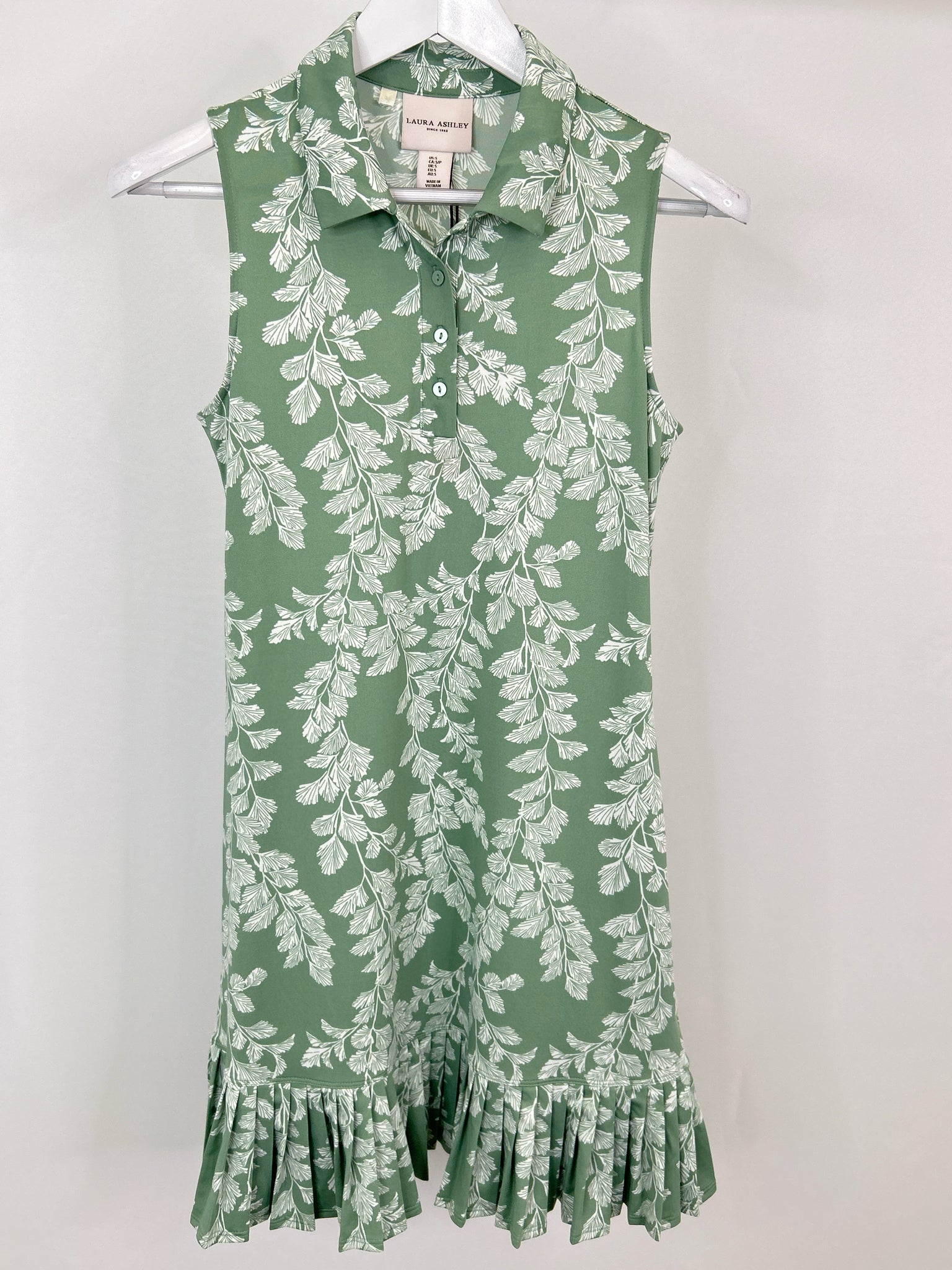 LAURA ASHLEY Size S GREEN & WHITE Women Dress