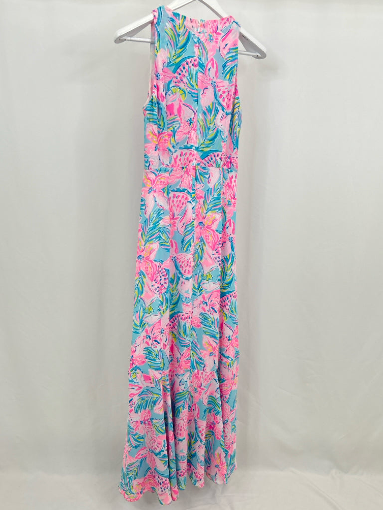 LILLY PULITZER Women Size 4 Pink floral Taylee Maxi Dress