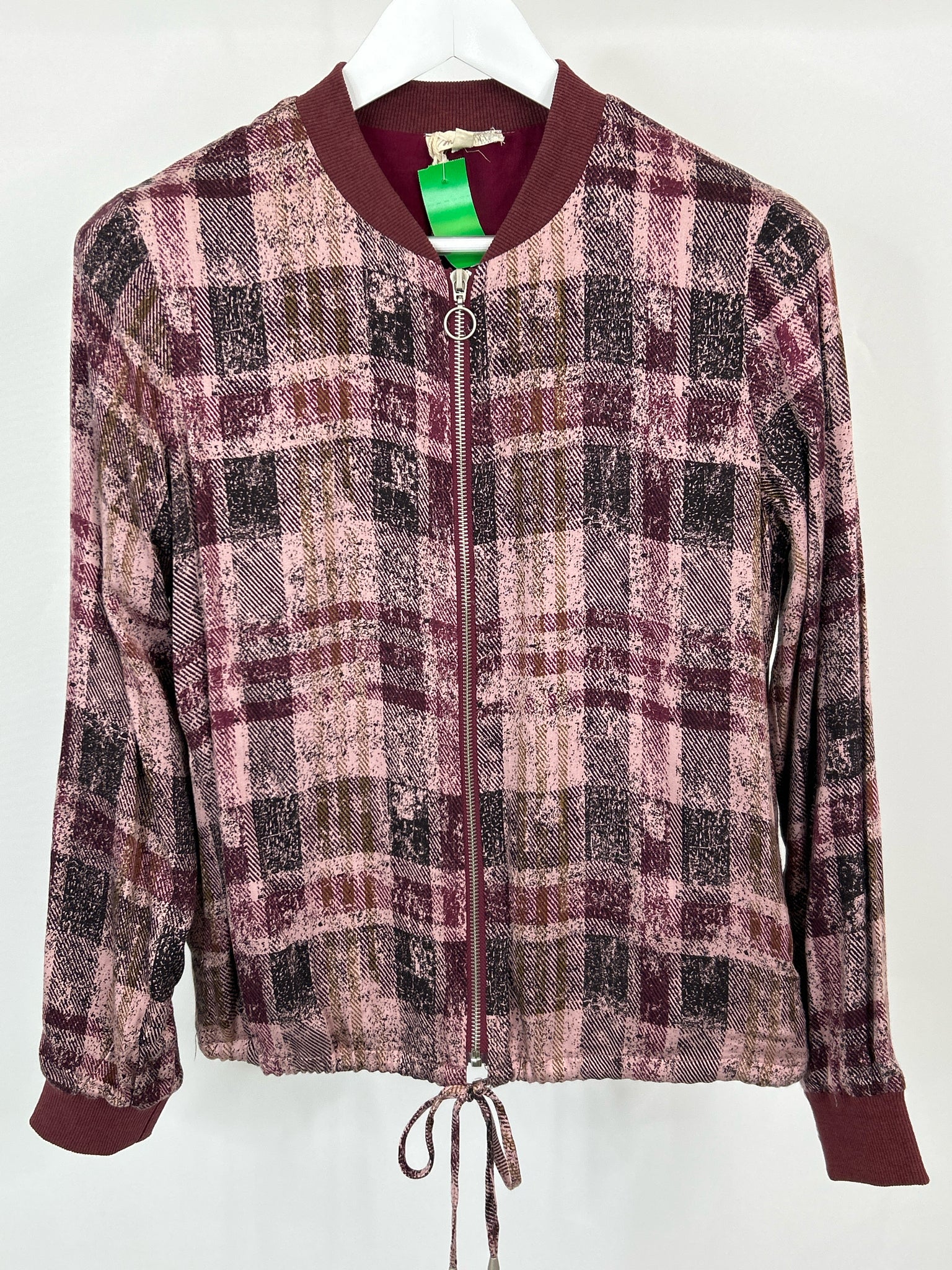 MYSTREE Size S BURGUNDY PLAID Women's Jacket