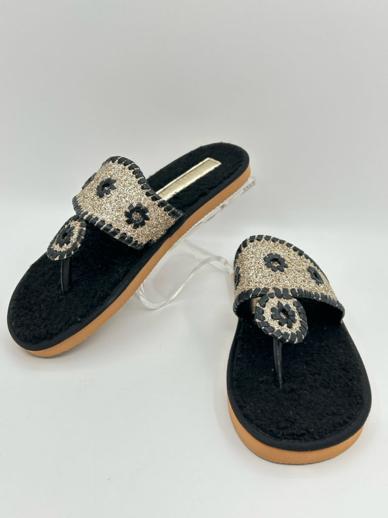 JACK ROGERS Size 9M BLACK AND GOLD Women's Shoes