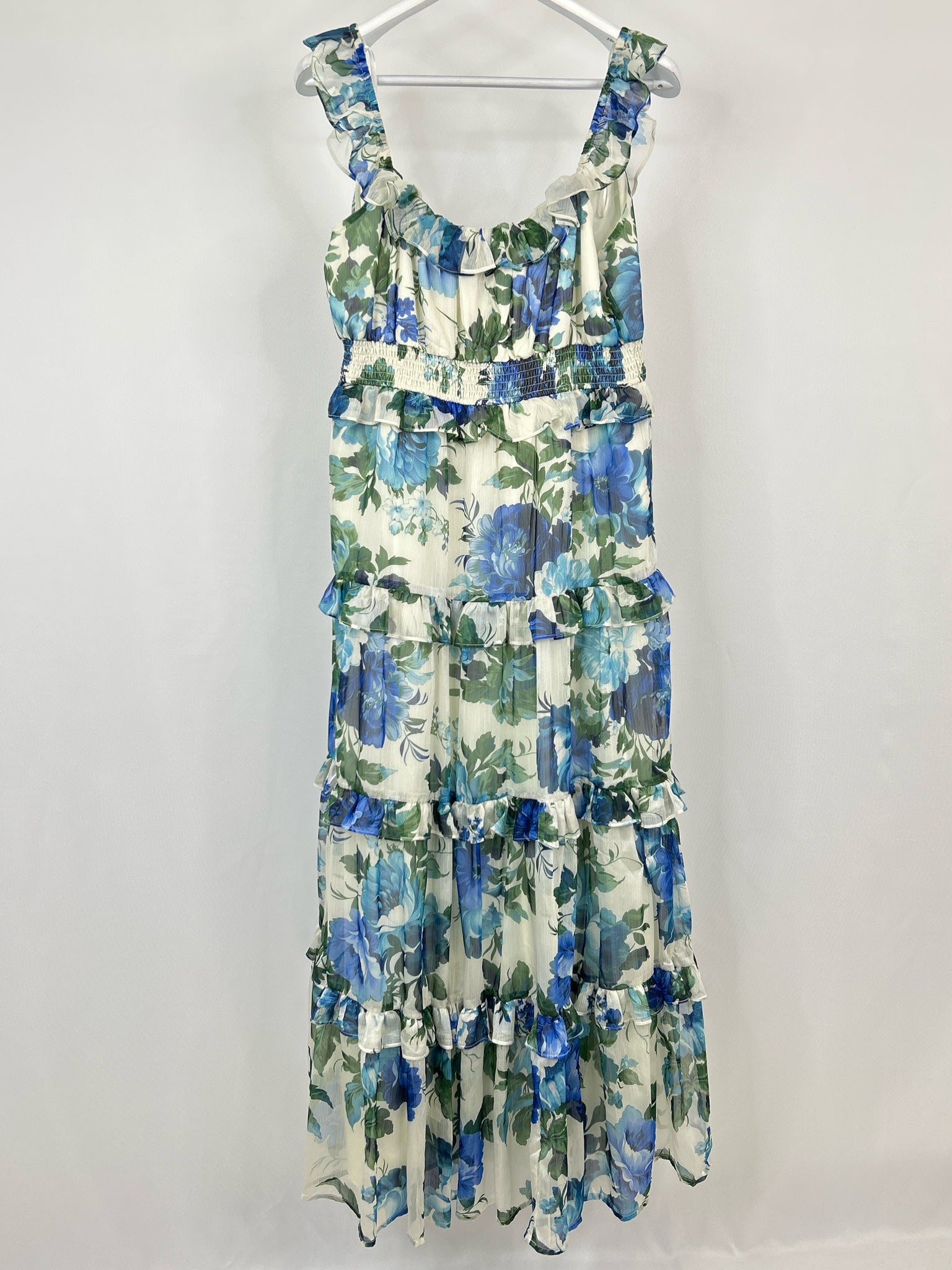 AQUA Size XL Blue floral Women Dress