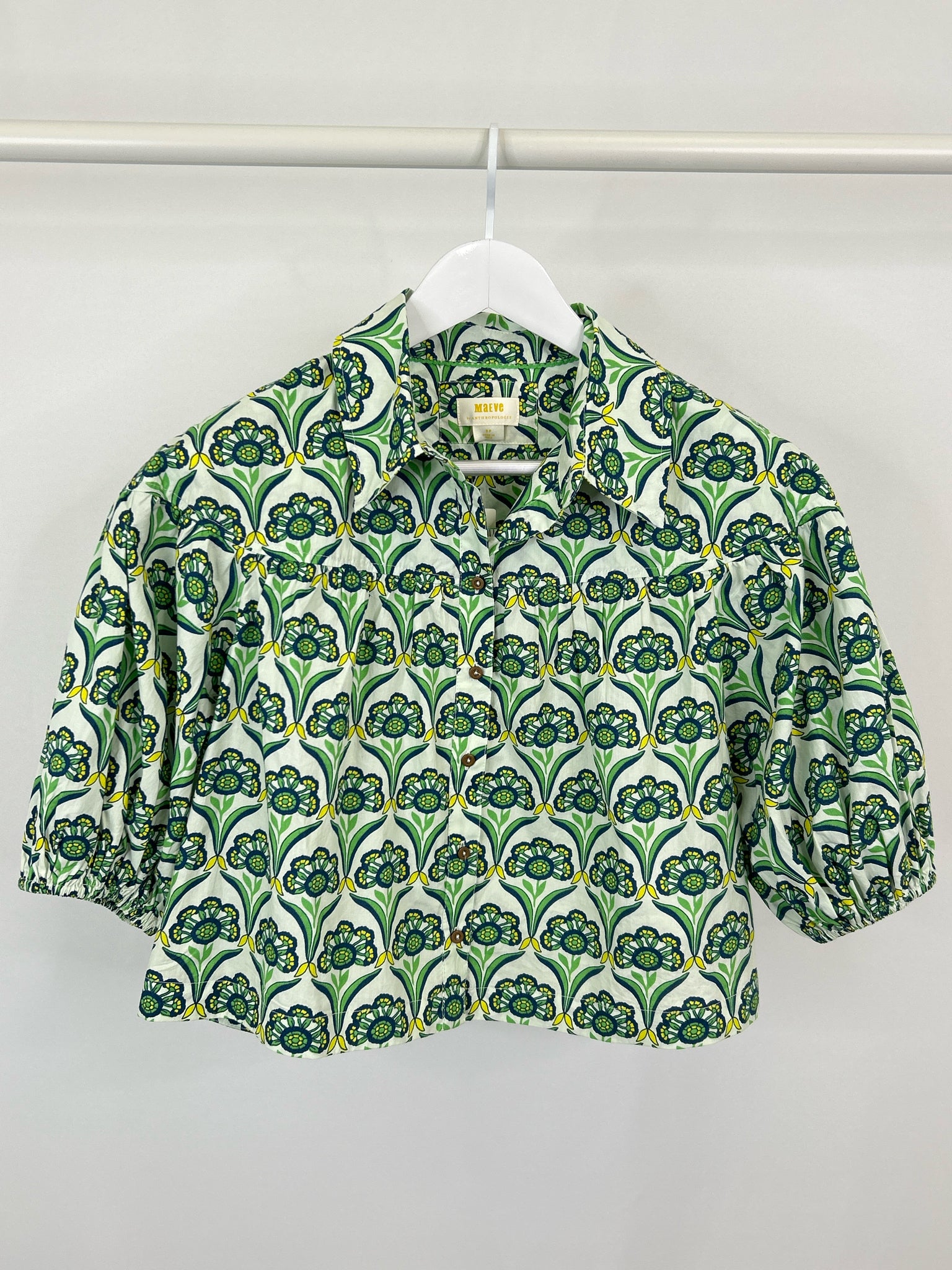 MAEVE NWT Size SP Green Floral Women's Blouse