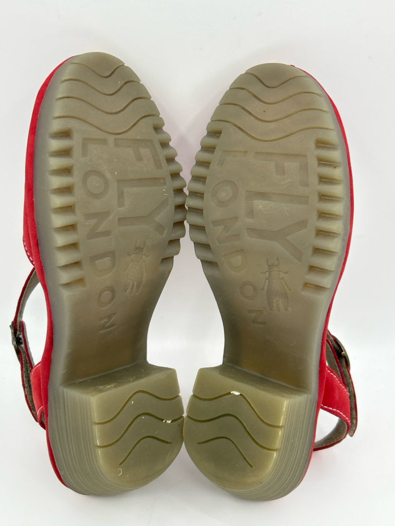 FLY LONDON EU Size 37, US Size 7 Red Cupido Sandal