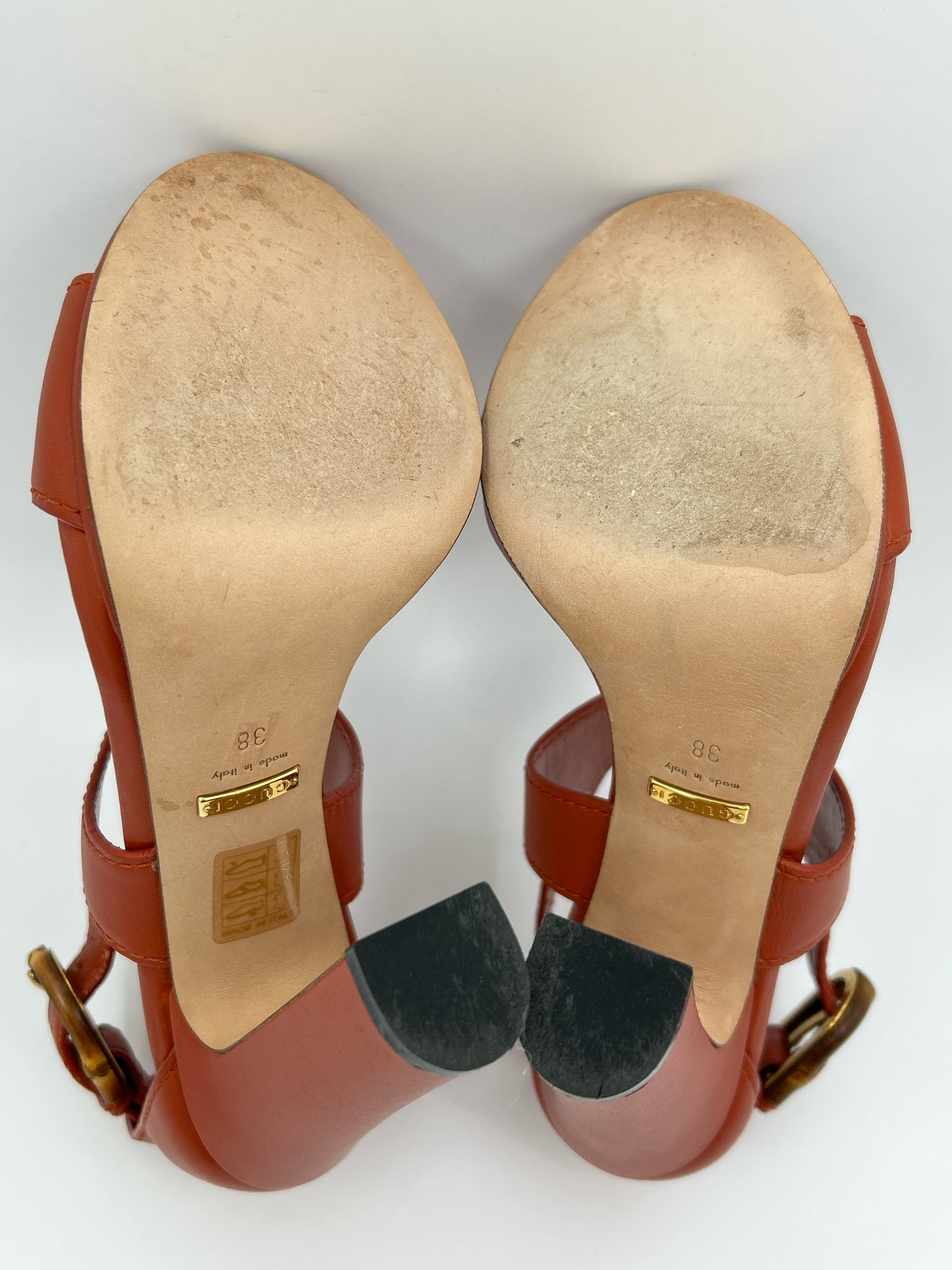 GUCCI Size 38 RUST Women Sandal