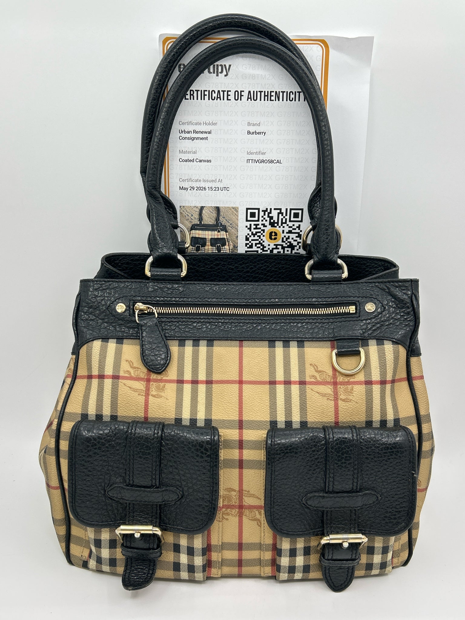 BURBERRY Brown Plaid Women Tote