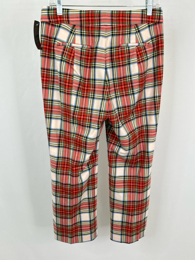 J. CREW Women Size 8P Red Plaid Pants