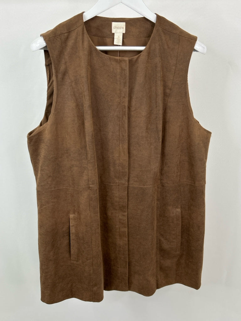 CHICO'S Women Size 16 Brown Vest NWT