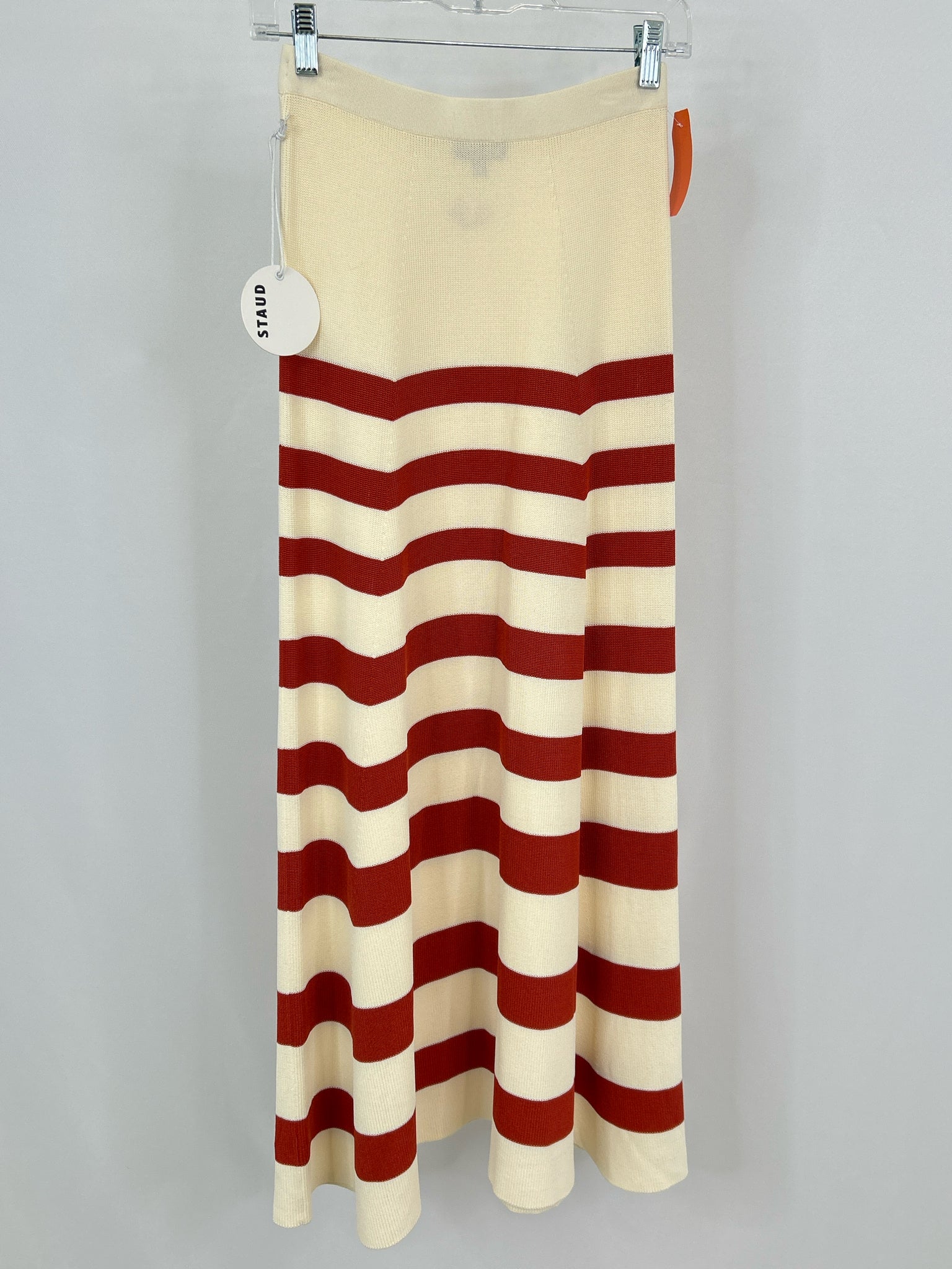 STAUD Size XS Ivory Striped Women Skirt NWT