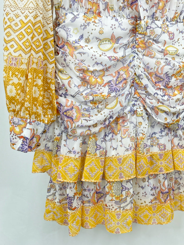 BEULAH NWT Size L WHITE AND YELLOW Women's Dress