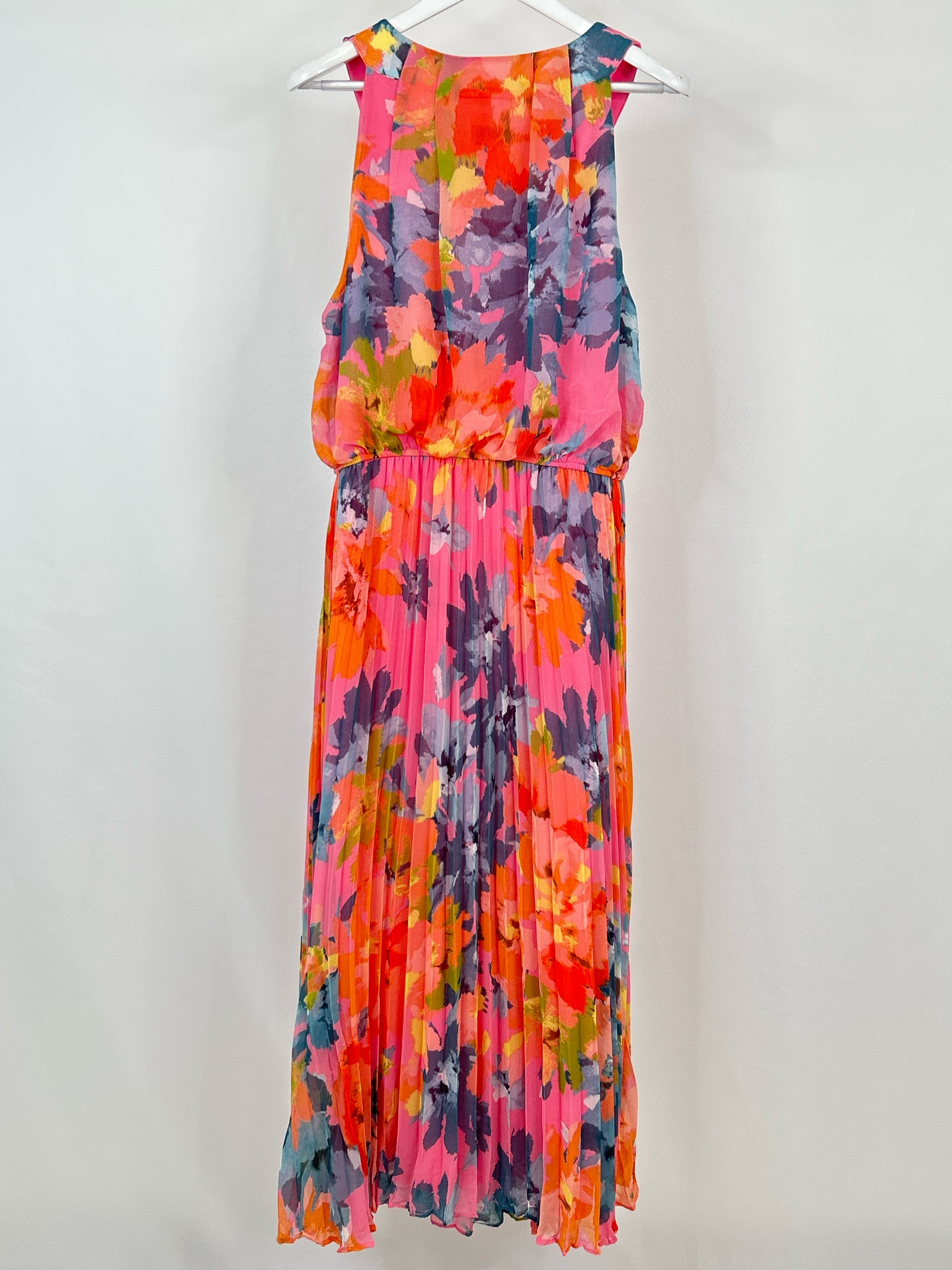SIGNATURE BY ROBBIE BEE Size 16W Pink Print Women Dress