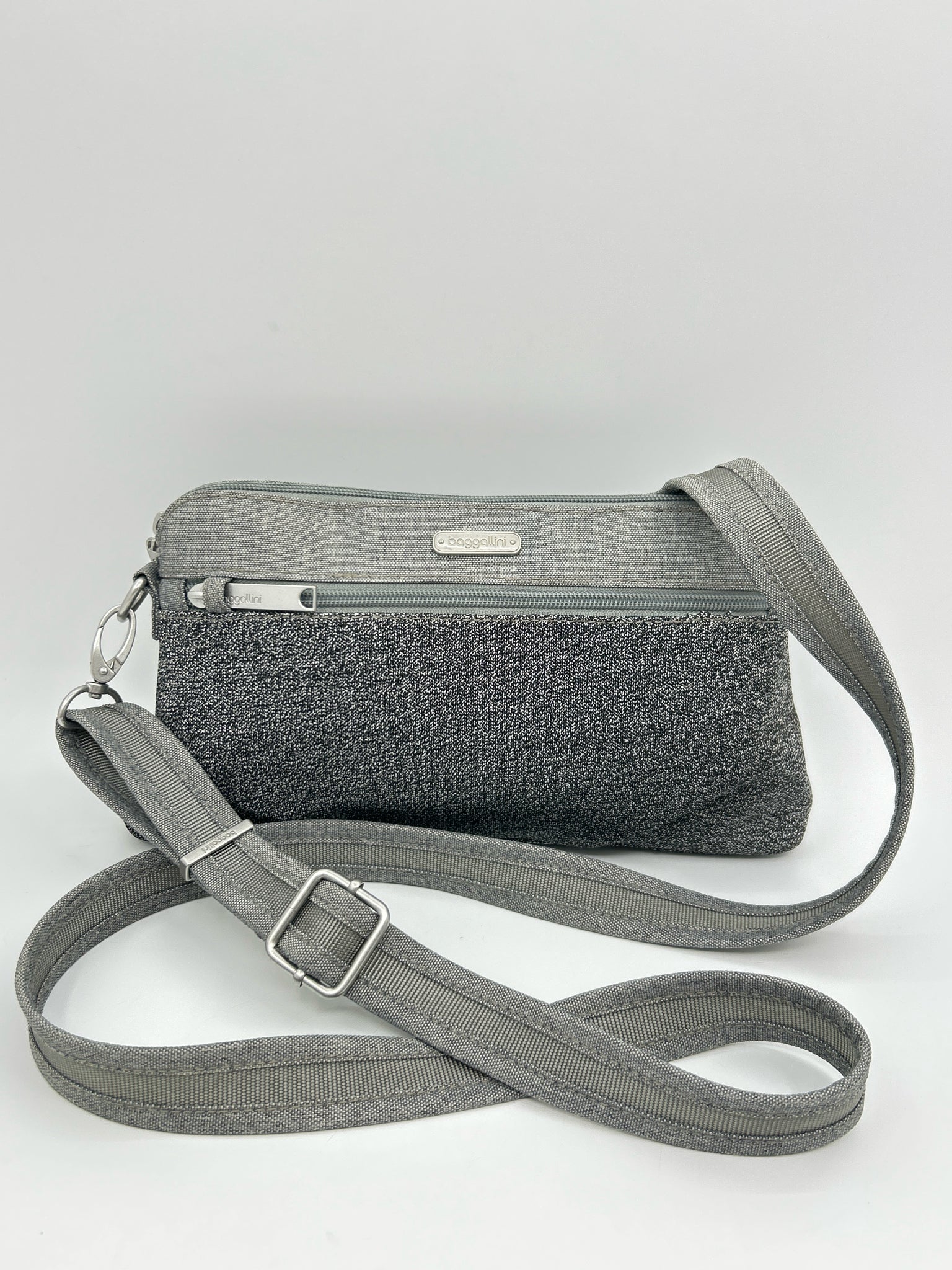 BAGGALLINI Grey & Black Women Purse