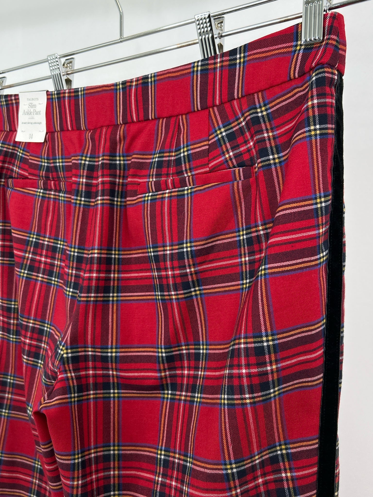TALBOTS Size 14 Red Plaid Women Pants NWT