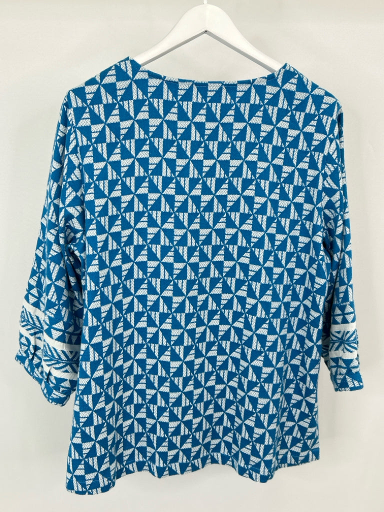 SOFT SURROUNDINGS Size 18/XL Teal and White Women's Top NWT