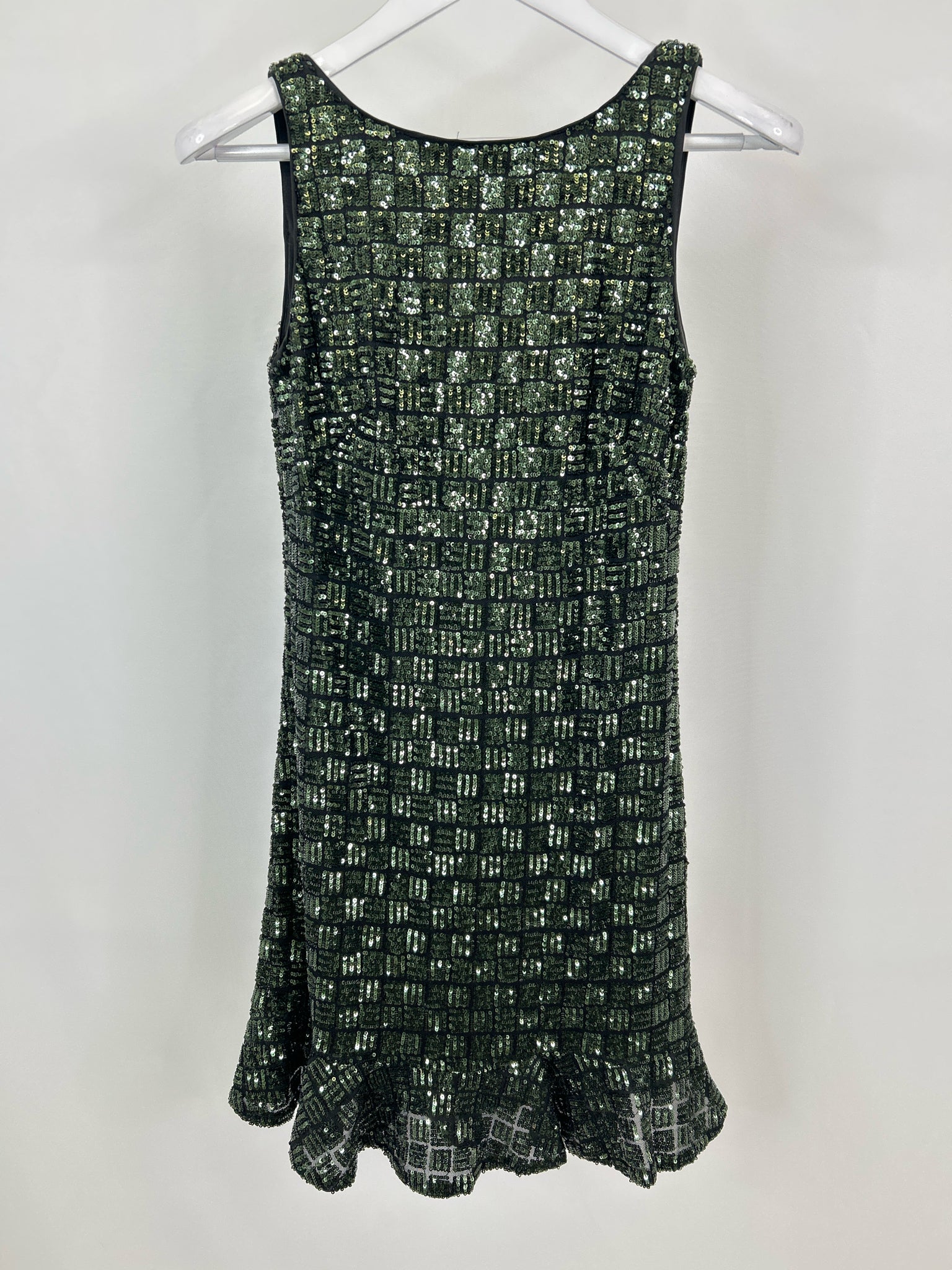 White House Black Market Size 2 GREEN & BLACK Women Dress