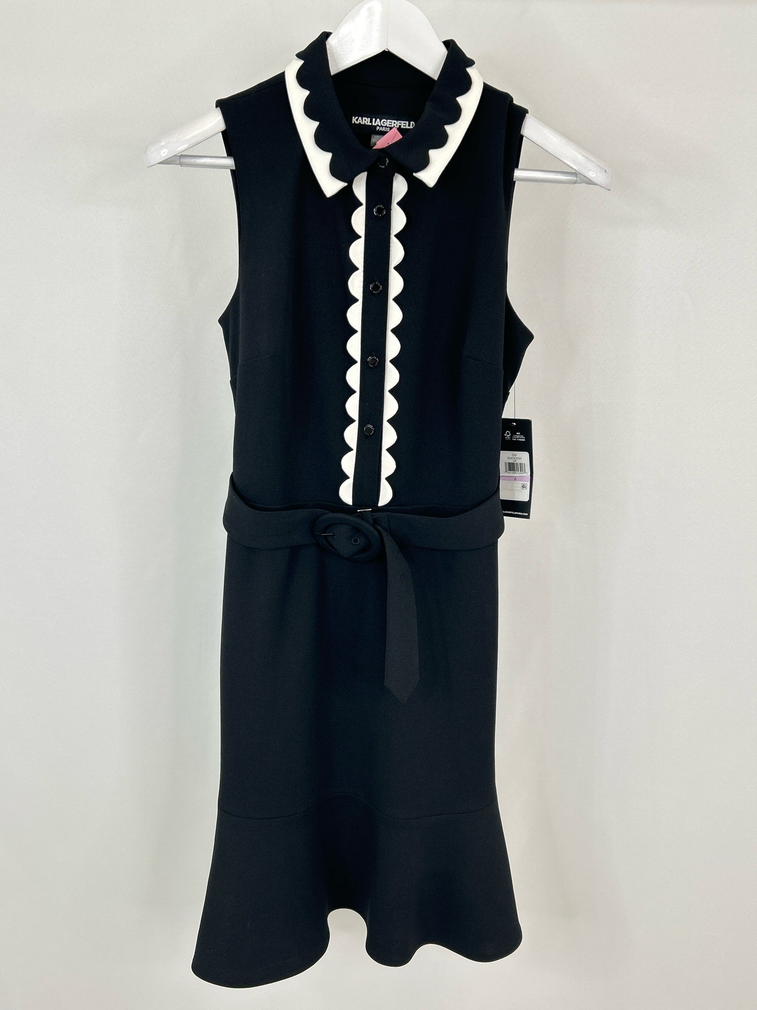 KARL LAGERFELD Size 6 Black and White Women Dress