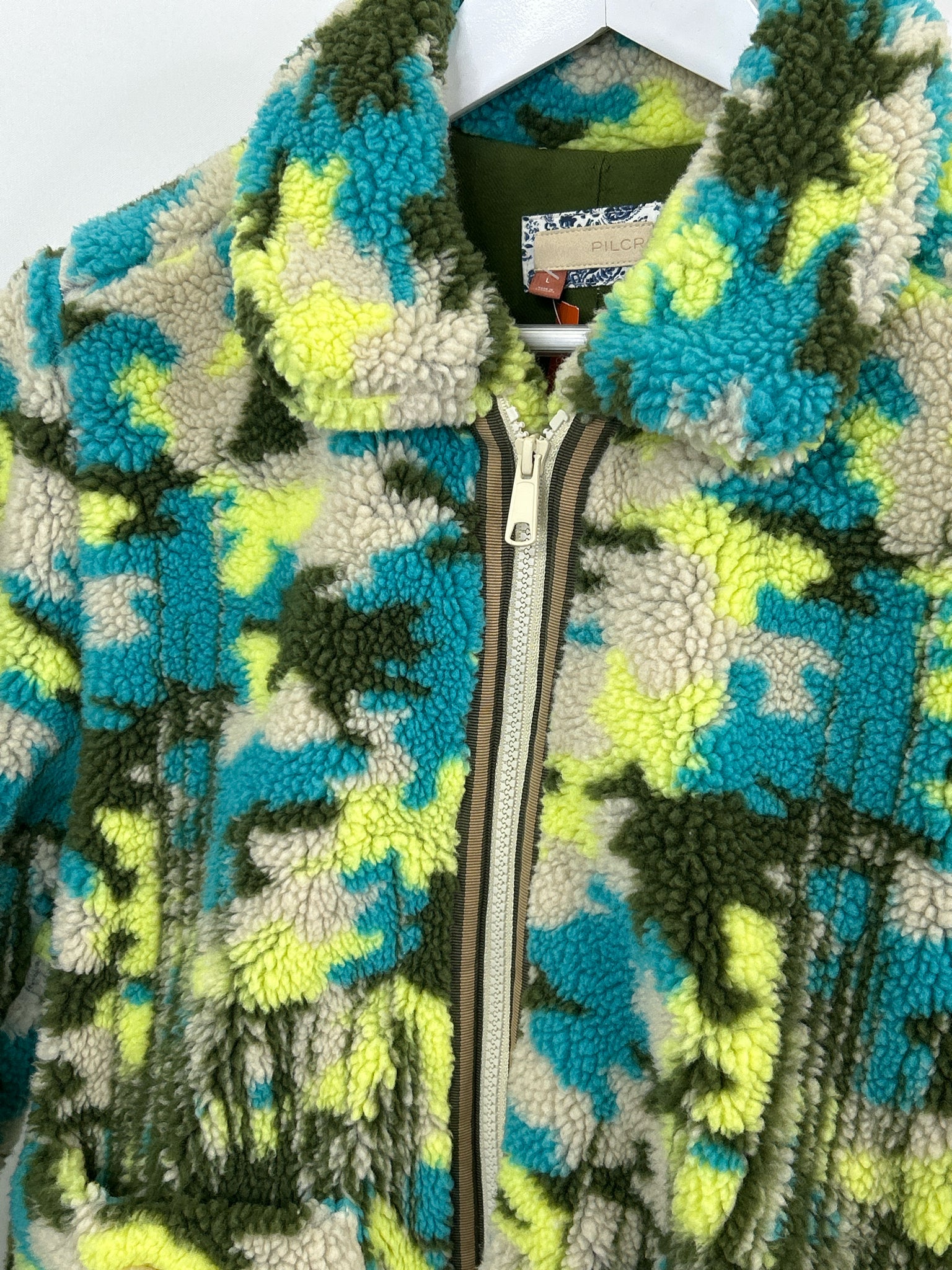 PILCRO Size L Beige and Blue Women Jacket