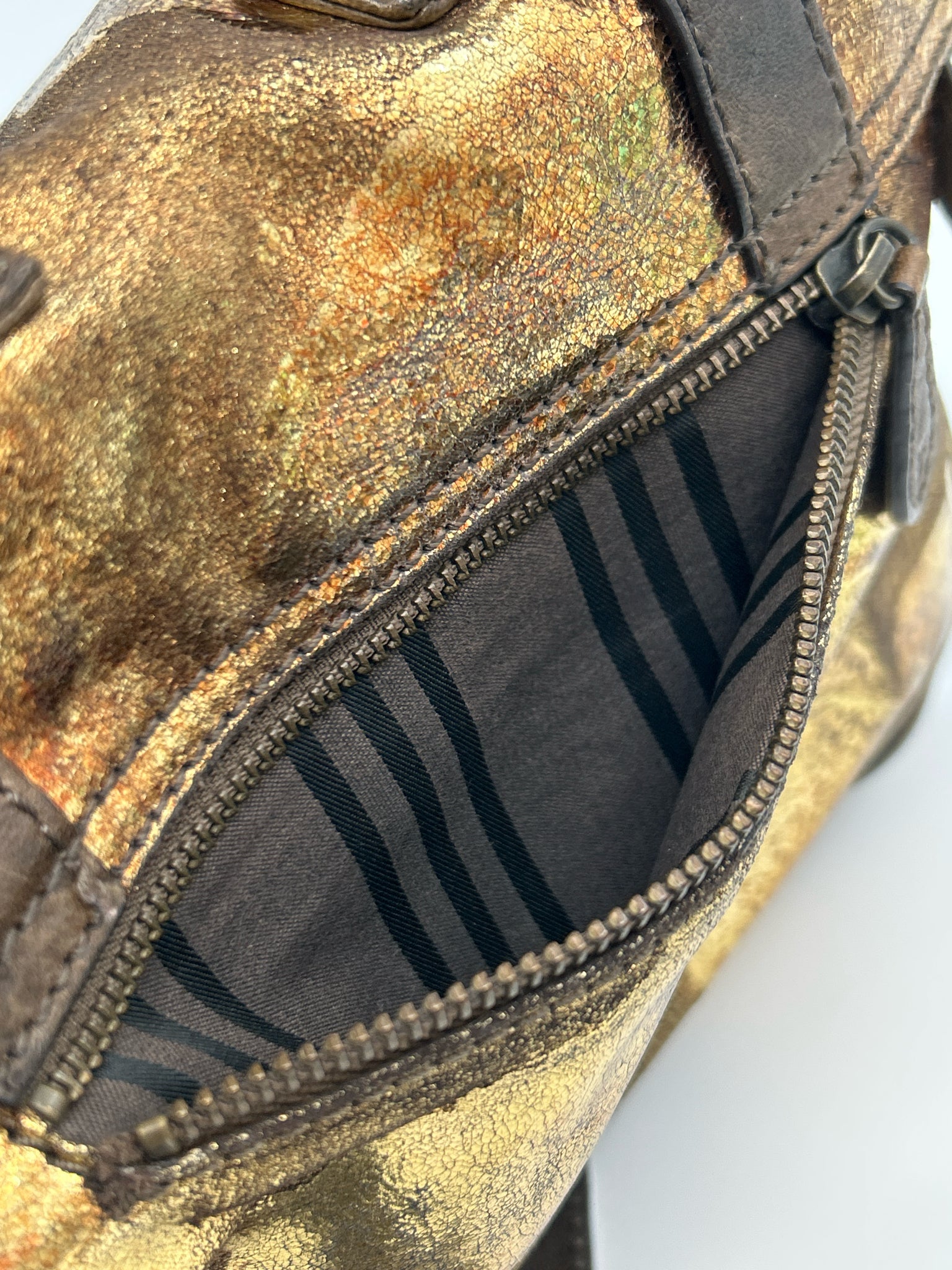 FRYE Gold and Brown Women Purse