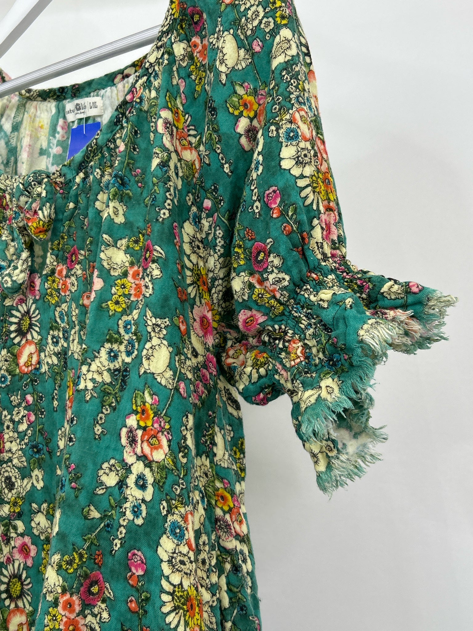 NATURAL LIFE Size L/XL Green Floral Women Dress