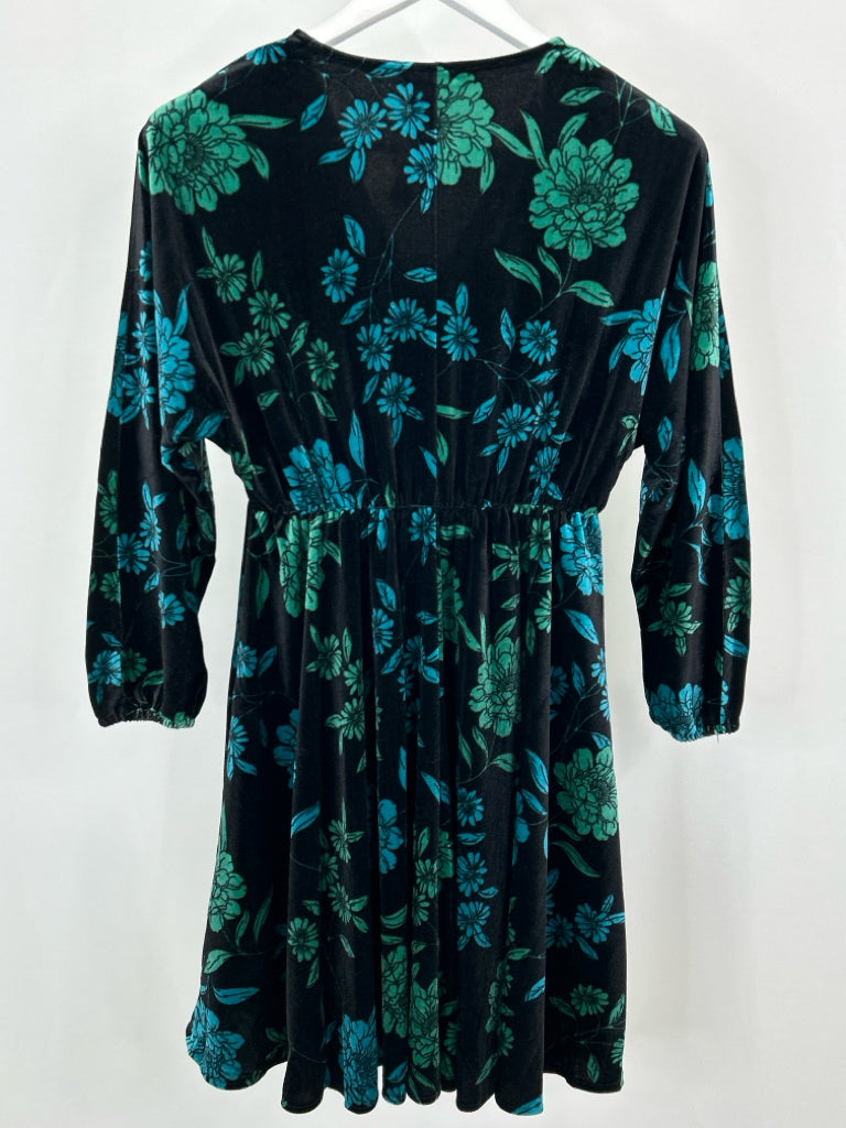 LONDON TIMES Women Size S Black Floral Dress