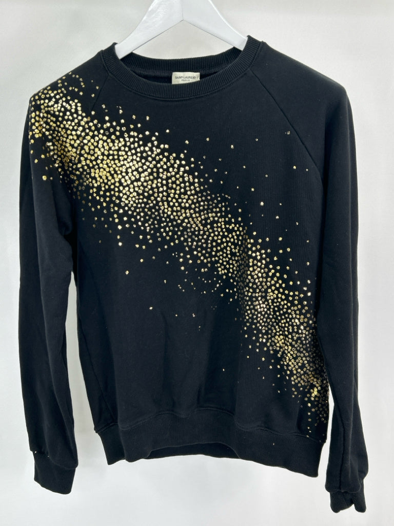 SAINT LAURENT Women Size M BLACK AND GOLD Sweater