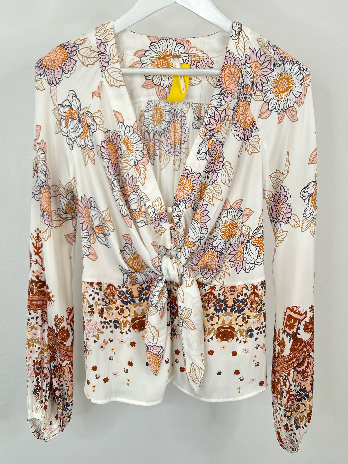 FREE PEOPLE Size M White Floral Women Blouse