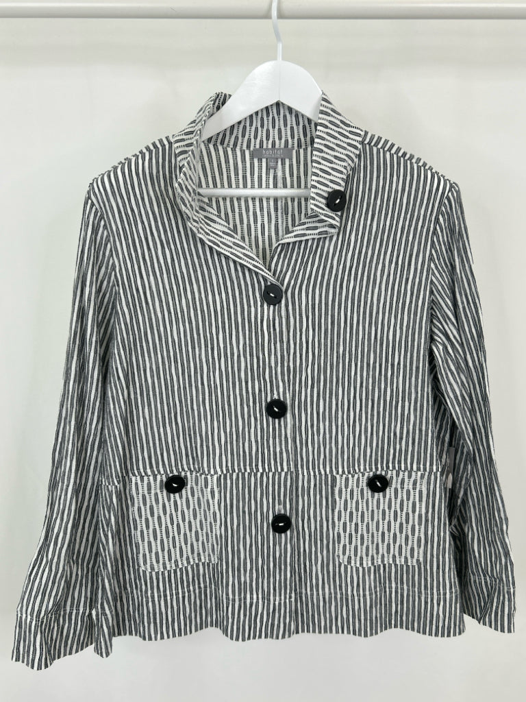 HABITAT Women Size S Gray Striped Retro Swing Jacket NWT