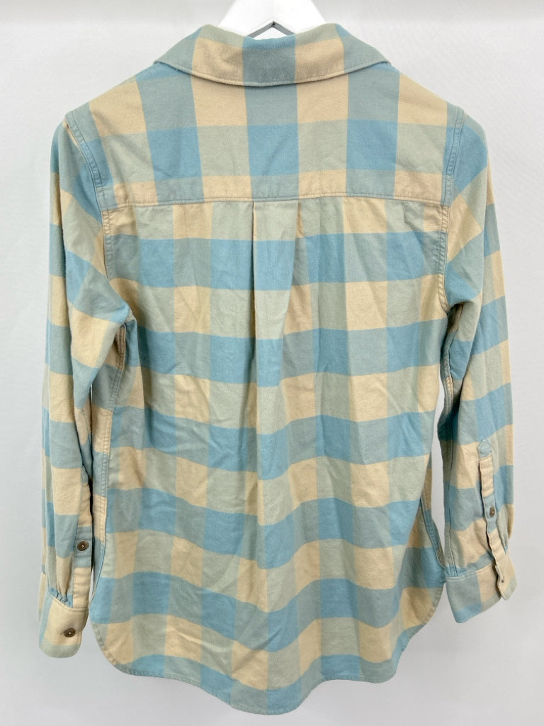 Faherty Women Size M Blue & Beige Flannel Shirt