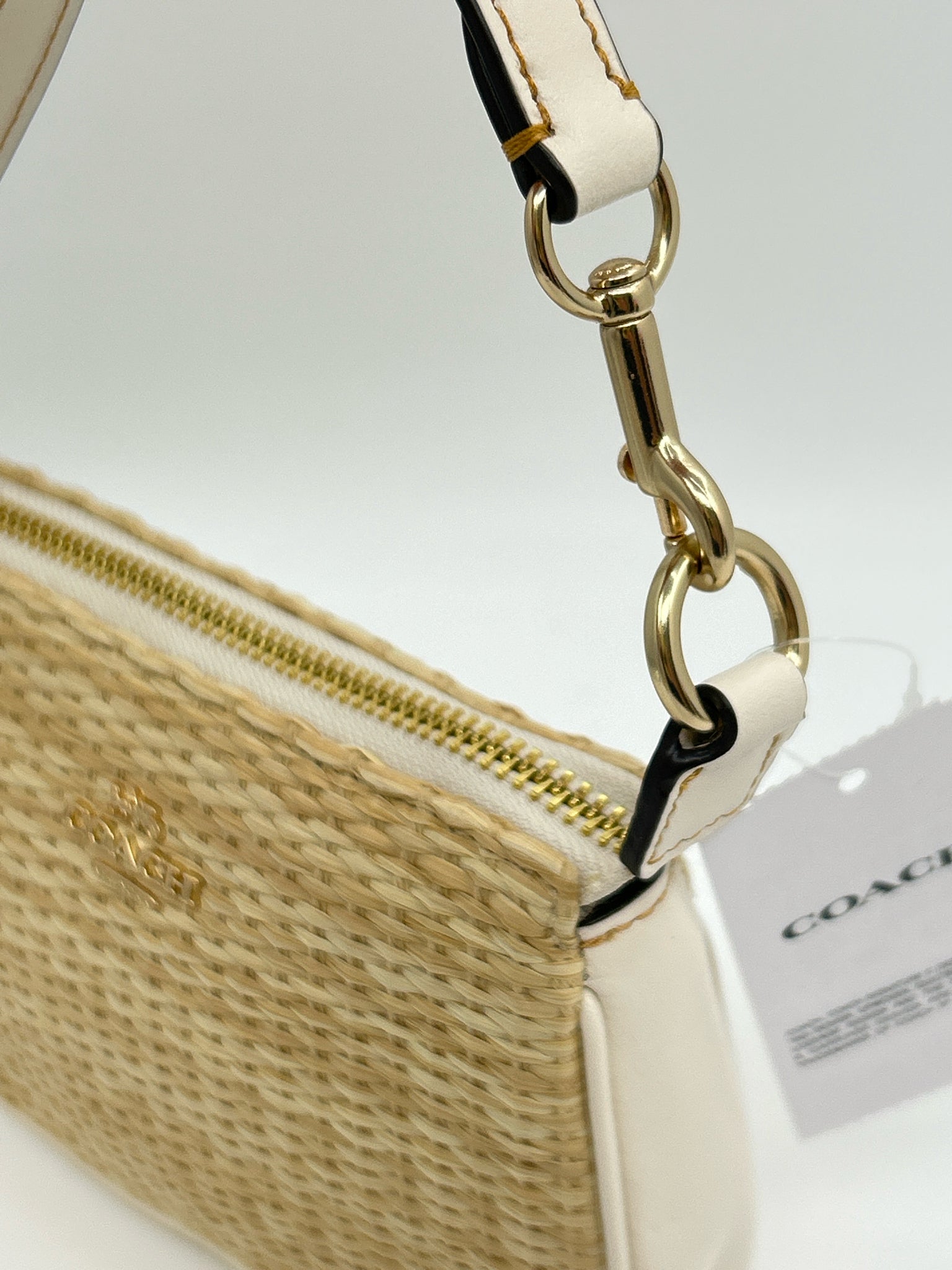 Coach Straw and Leather Women Wristlet