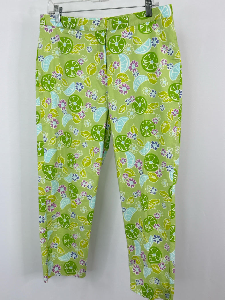 LILLY PULITZER Size 12 Green Print Women Pants