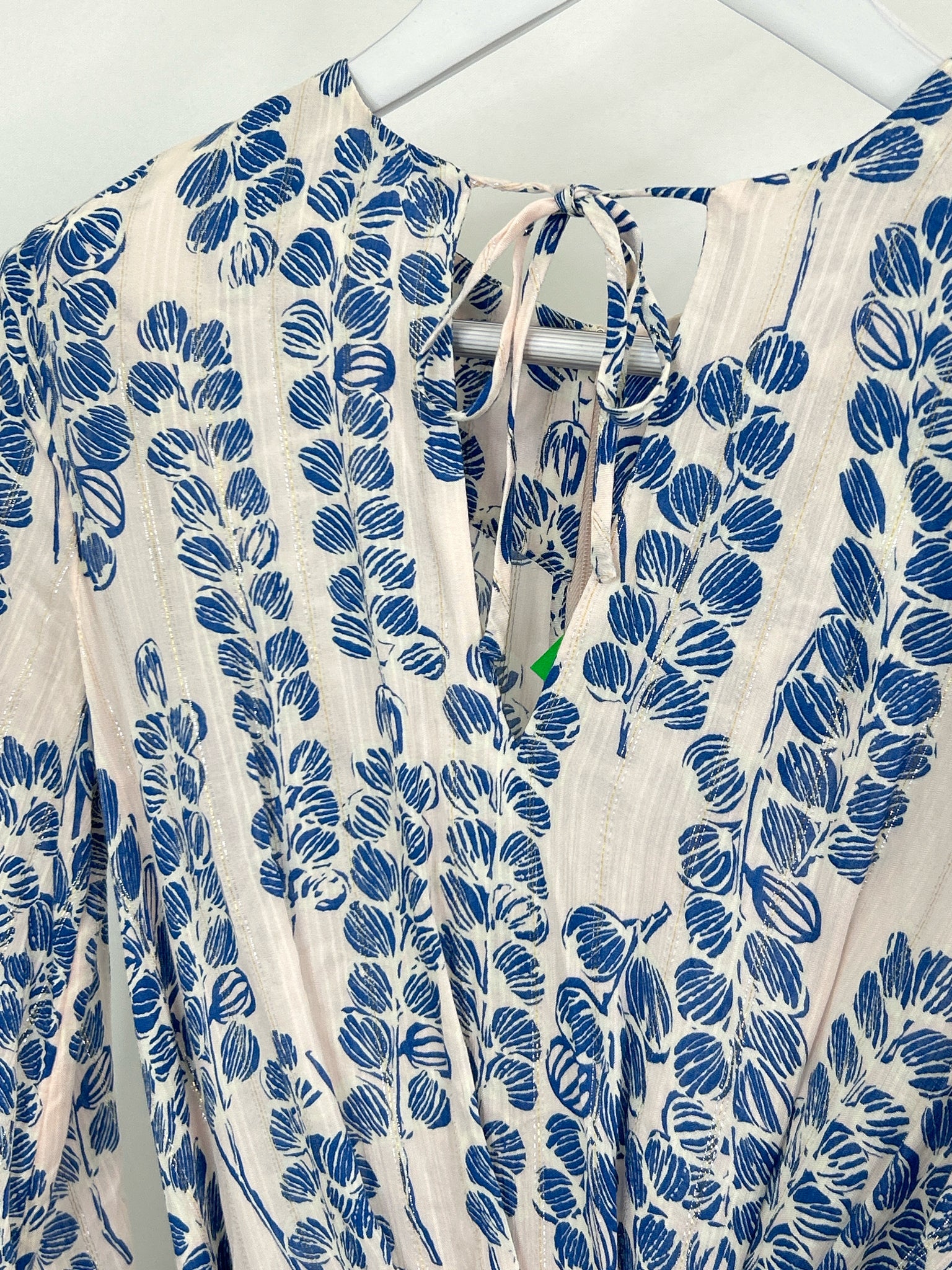 REISS Size 2 BLUE & CREAM Women Dress