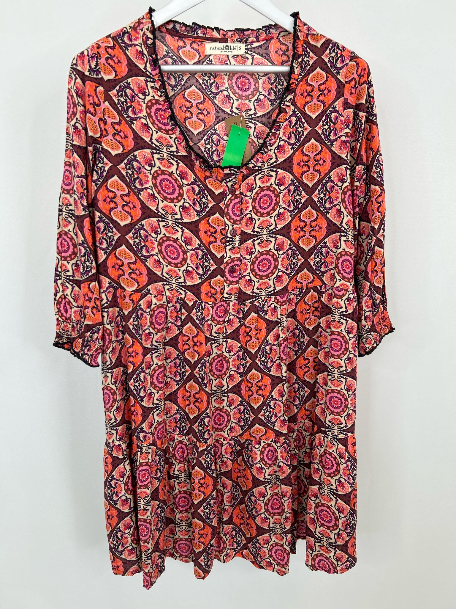 NATURAL LIFE Size S Burgundy Print Women Dress