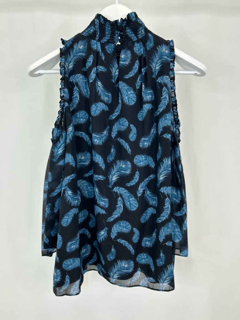 RACHEL ZOE Women Size 8 Blue Print Blouse