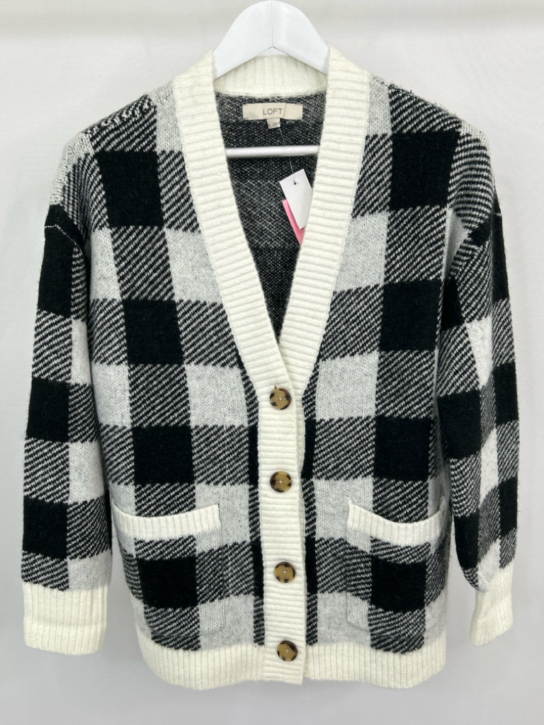 LOFT Women Size S Black & Ivory Cardigan NWT