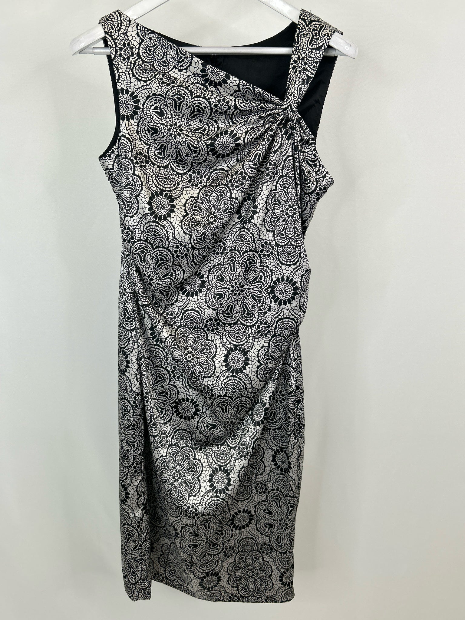 MAGGY LONDON Size 12 Black Print Women Dress NWT