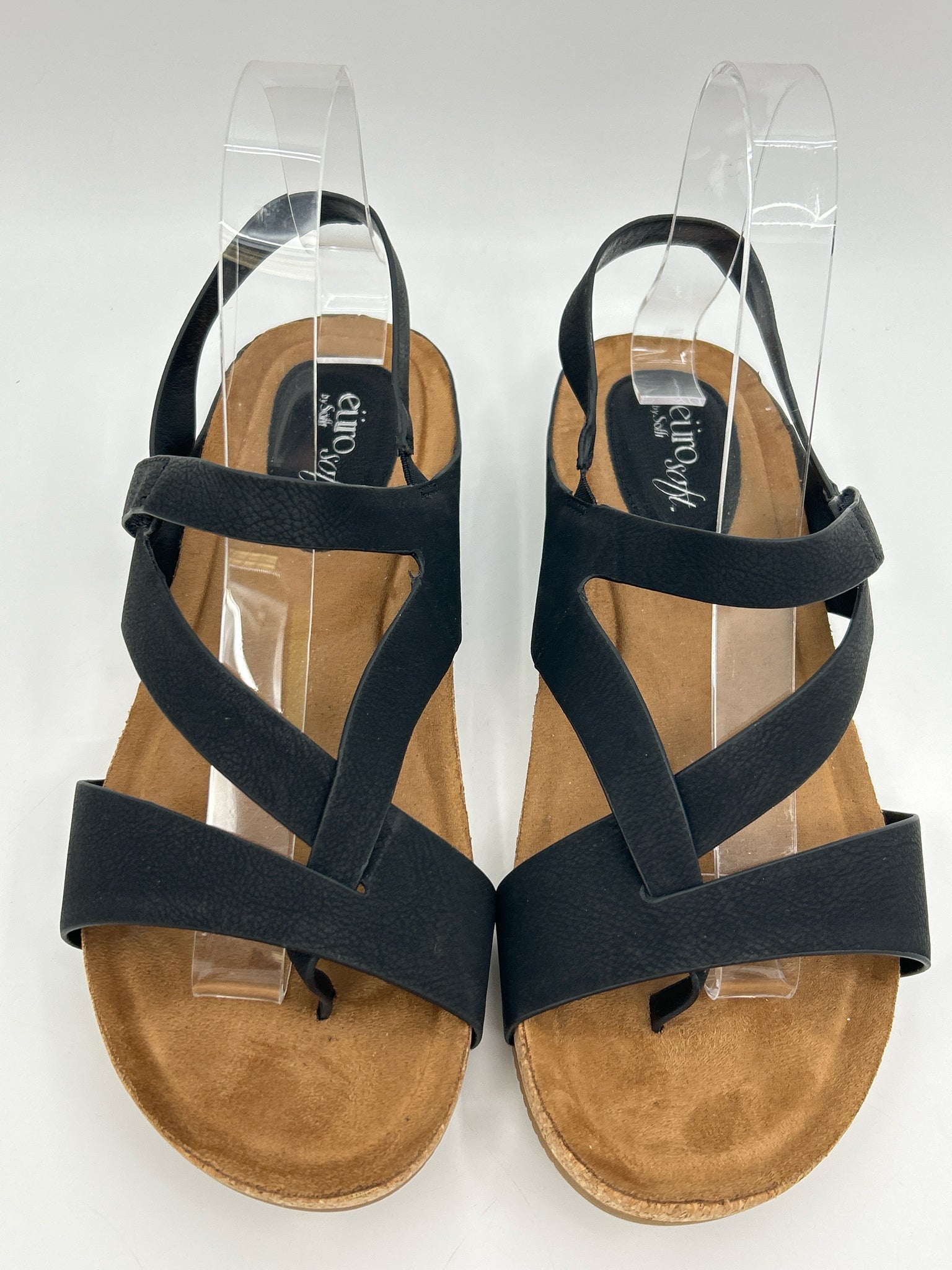 EURO SOFT Size 8.5M Black Women Sandal