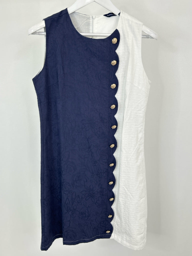 DUFFIELD LANE Size S NAVY AND WHITE Women's Dress