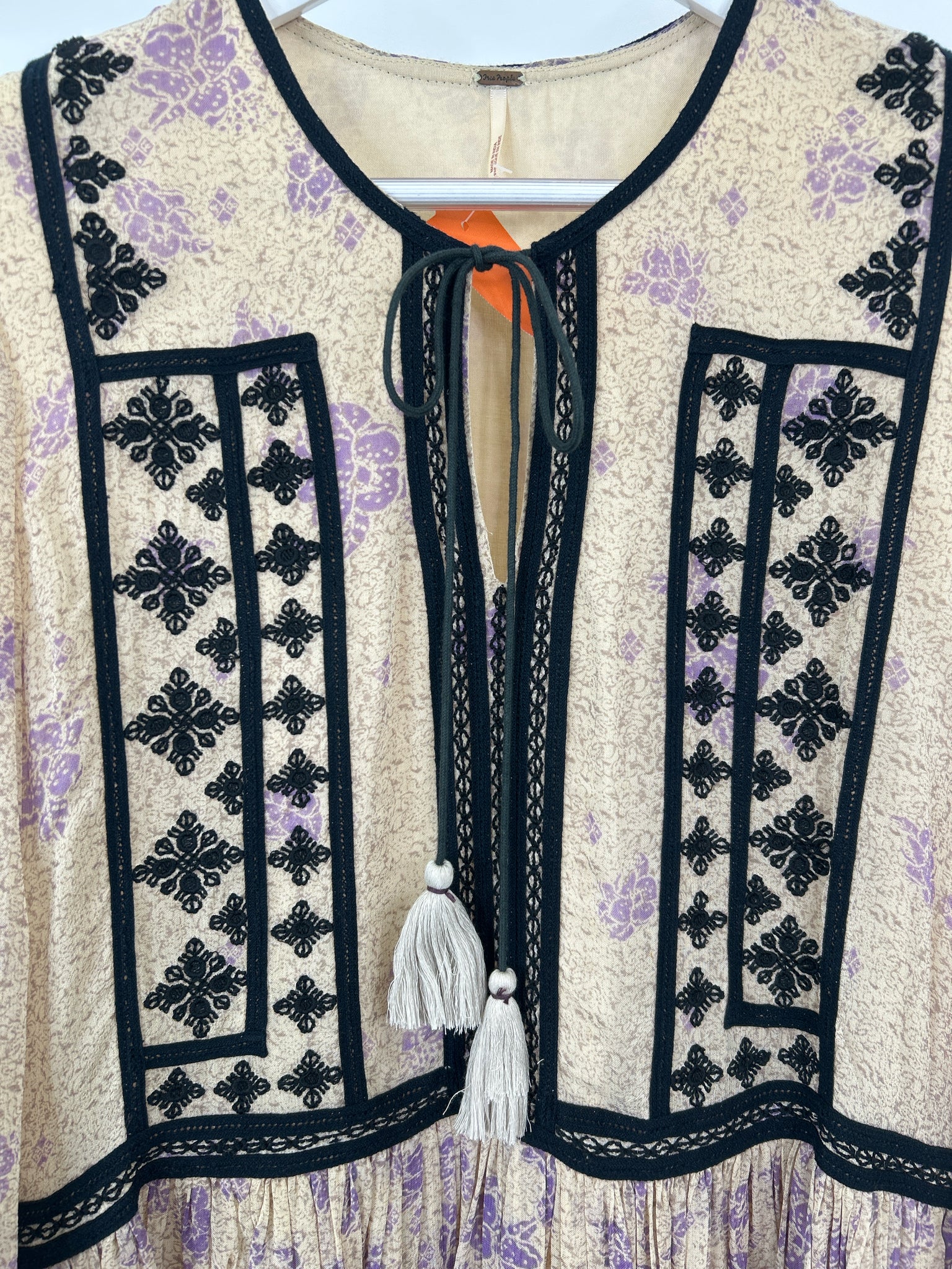 FREE PEOPLE Size M Beige Print Women Dress