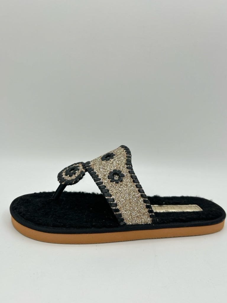 JACK ROGERS Size 9M BLACK AND GOLD Women's Shoes