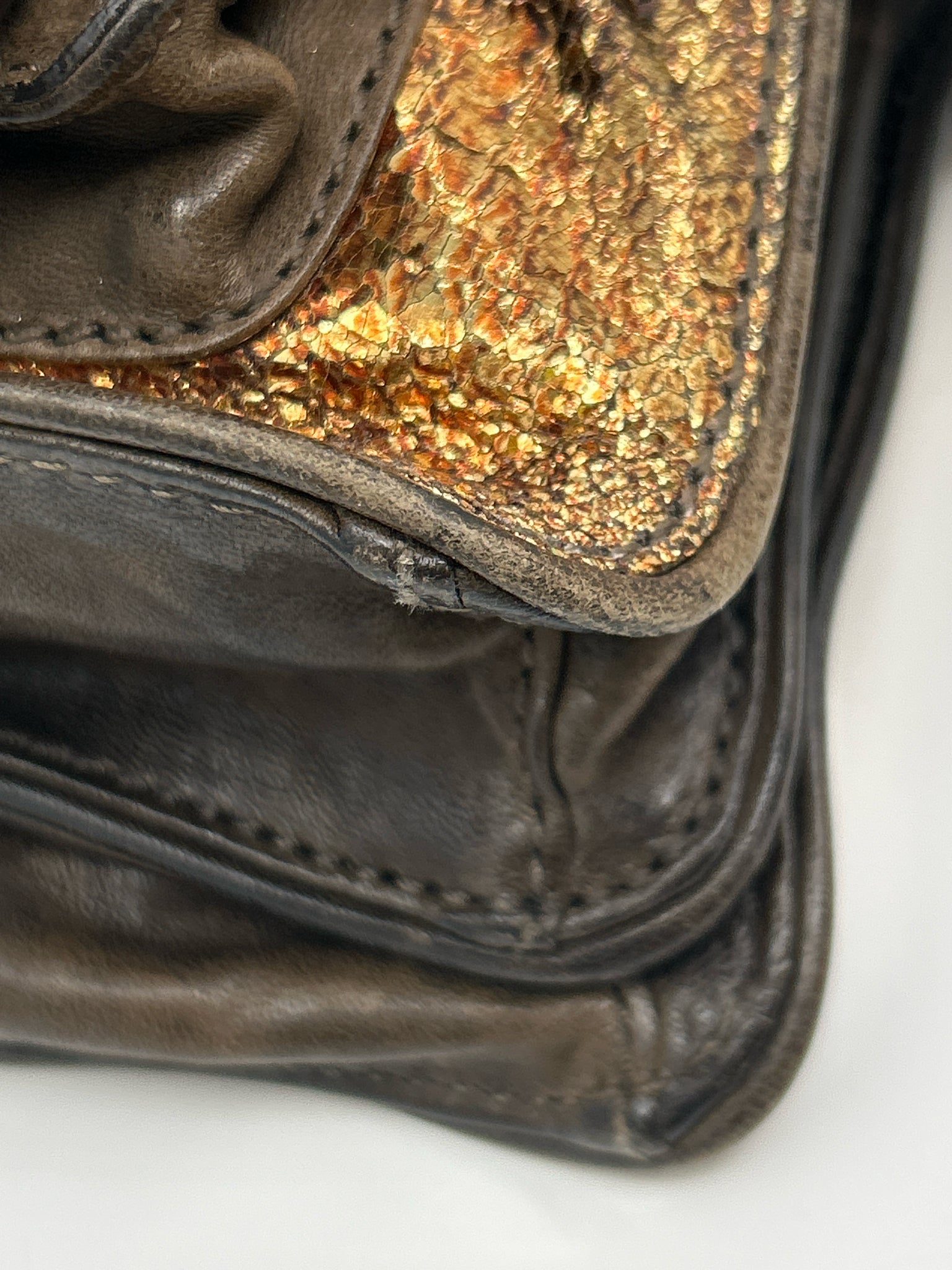 FRYE Gold and Brown Women Purse