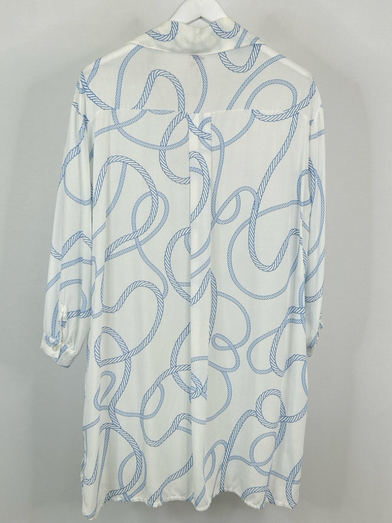 COBBLESTONE LIVING Size One Size White Print Women's Cover-Up