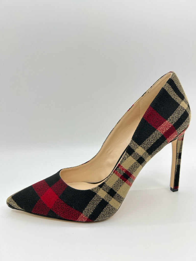 NINE WEST Women Size 11M Black Plaid Pumps