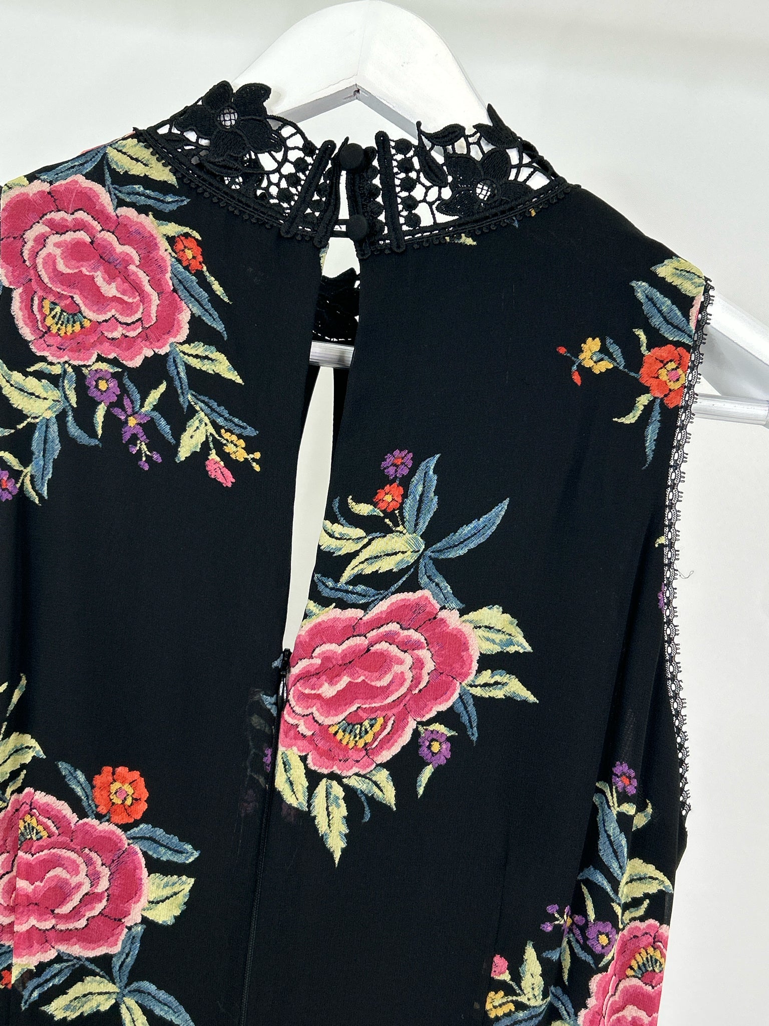 NANETTE LEPORE Size 12 Black Floral Women Dress