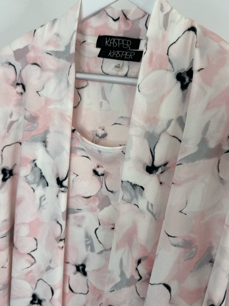 KASPER Size 1X PINK AND WHITE Women 2-piece Set