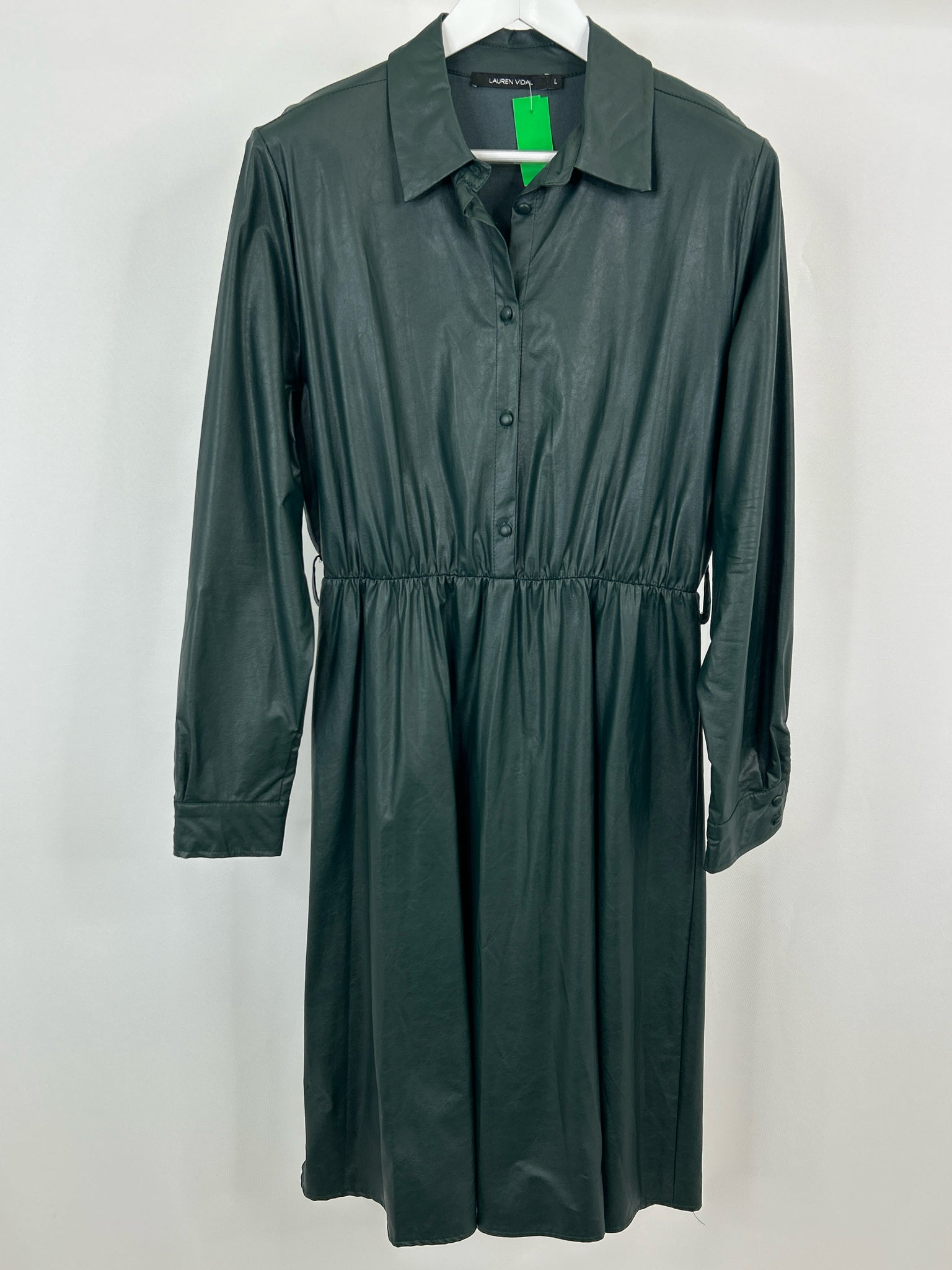 LAUREN VIDAL Size L Hunter Green Women Dress