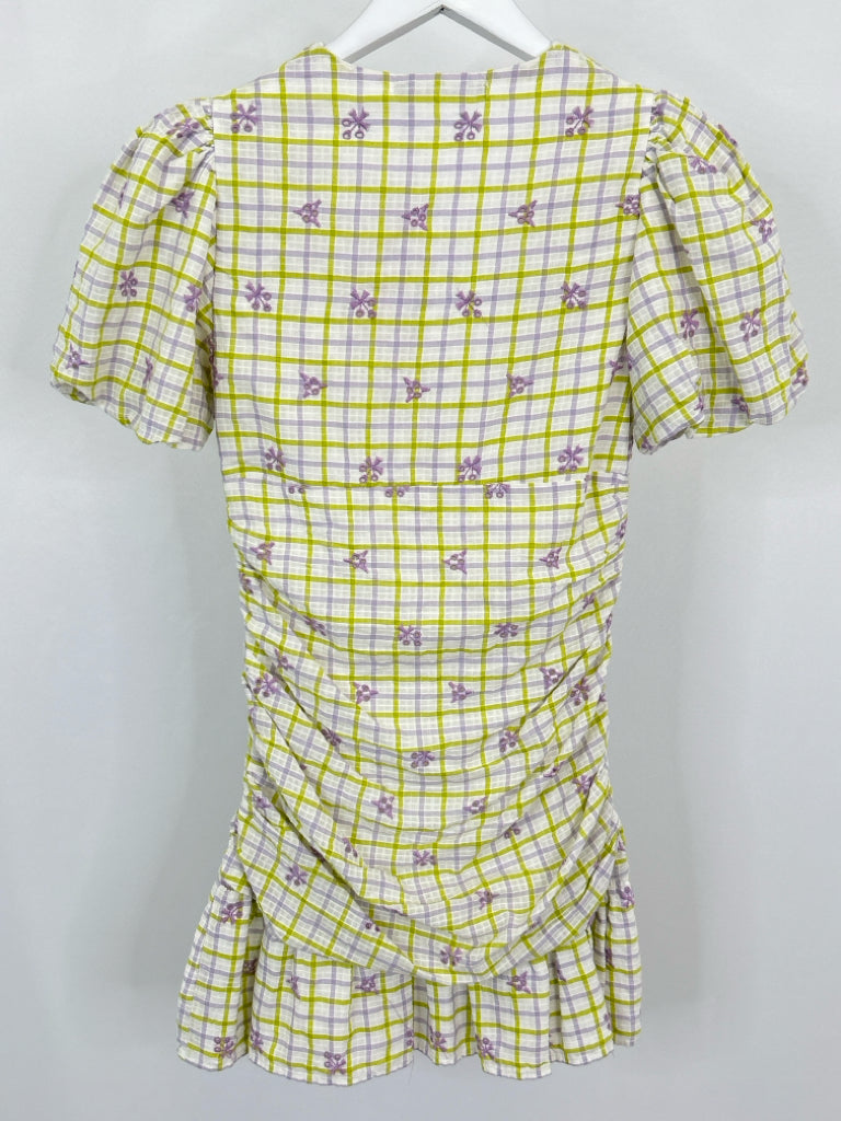 ZARA Size XS Lime Green Print Women's Dress