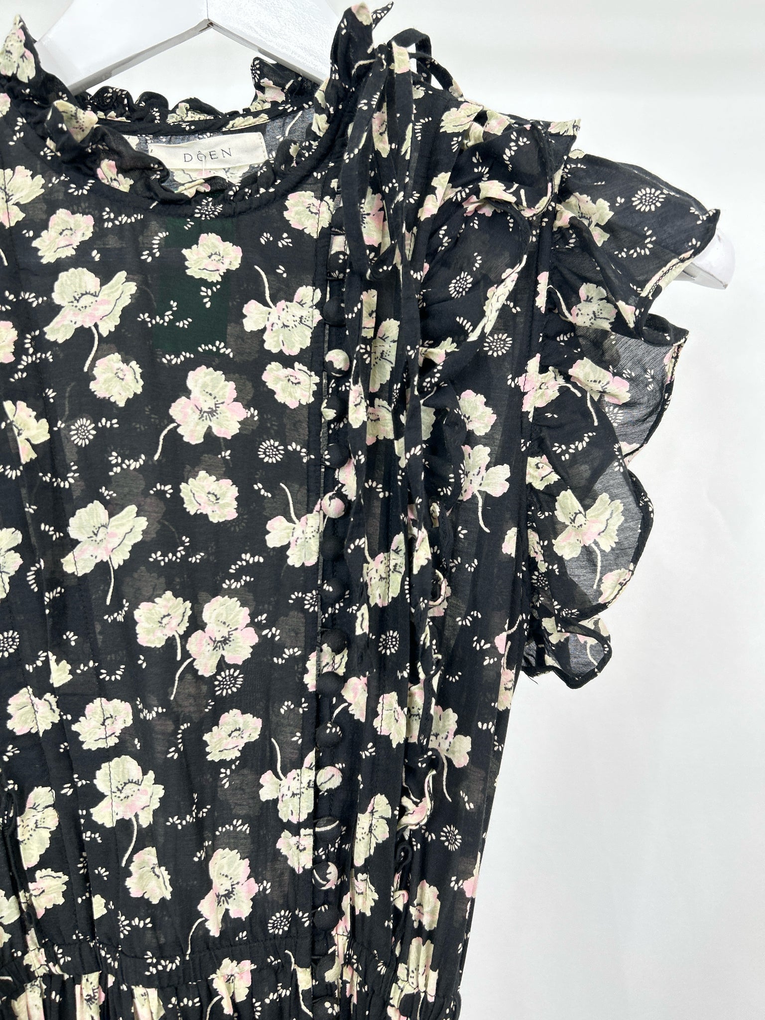 DÔEN Size M Black Floral Women Dress