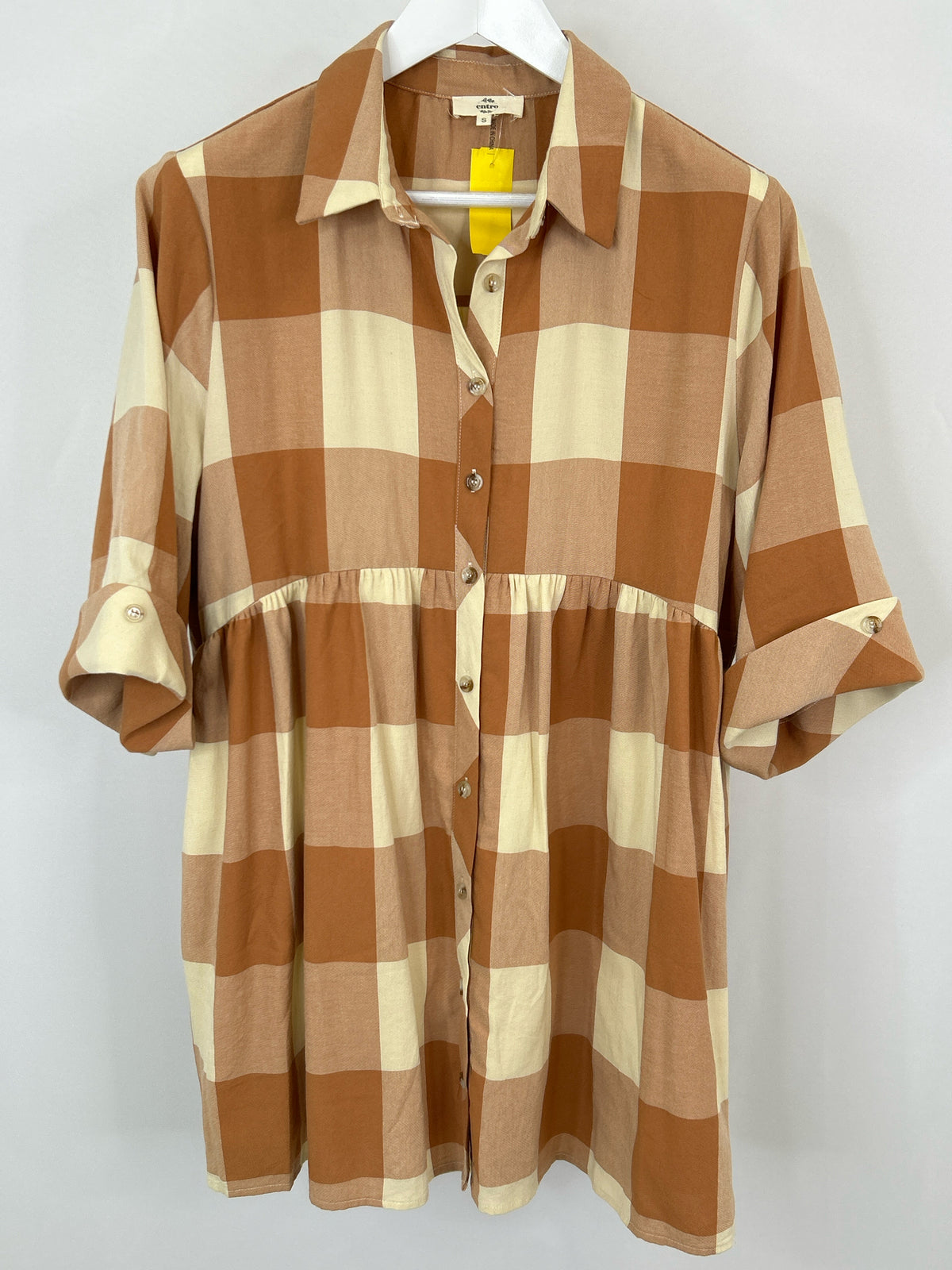 ENTRO Size S Apricot and Cream Women Dress