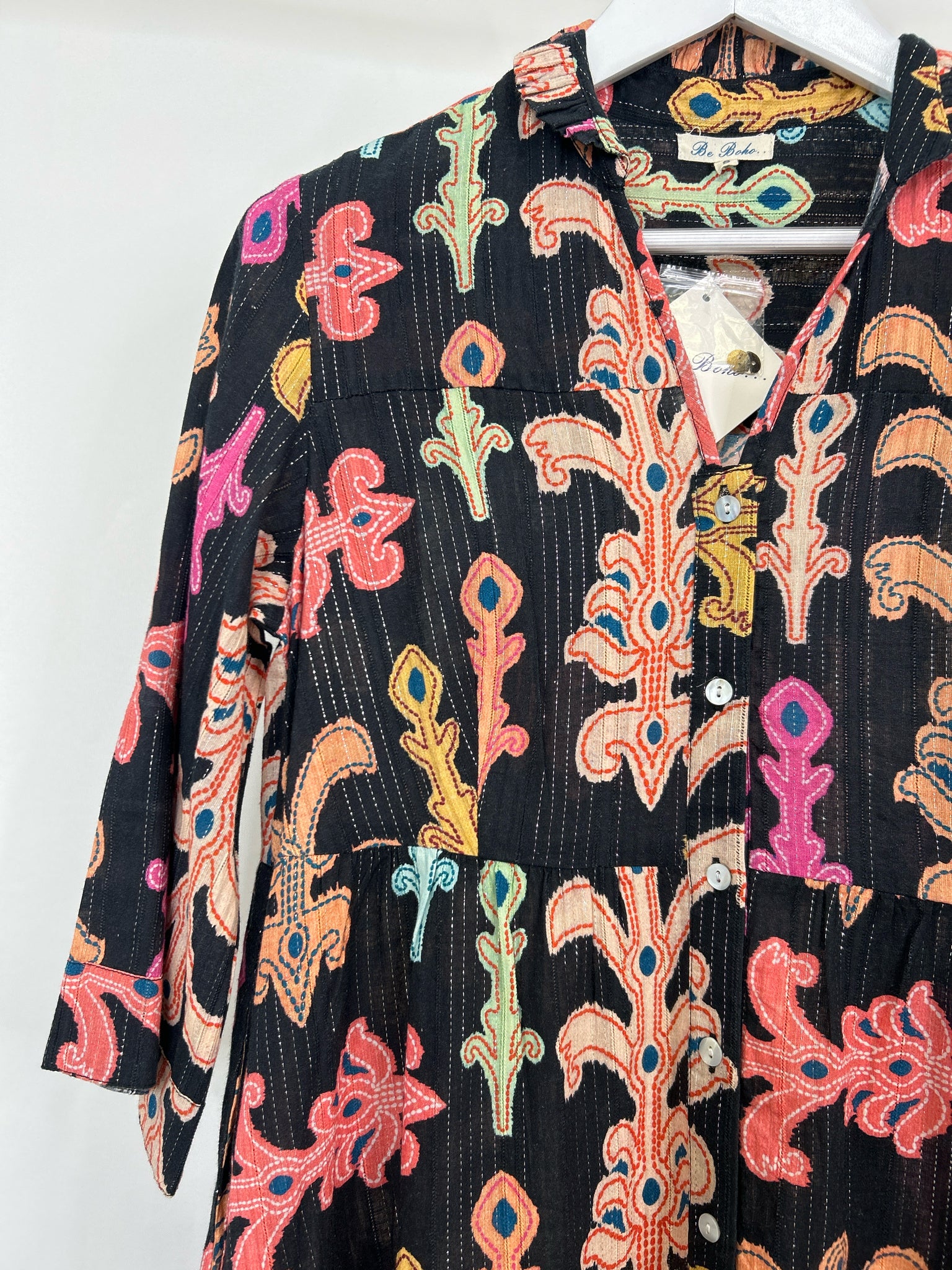 BE BOHO Size S Black Print Women Dress
