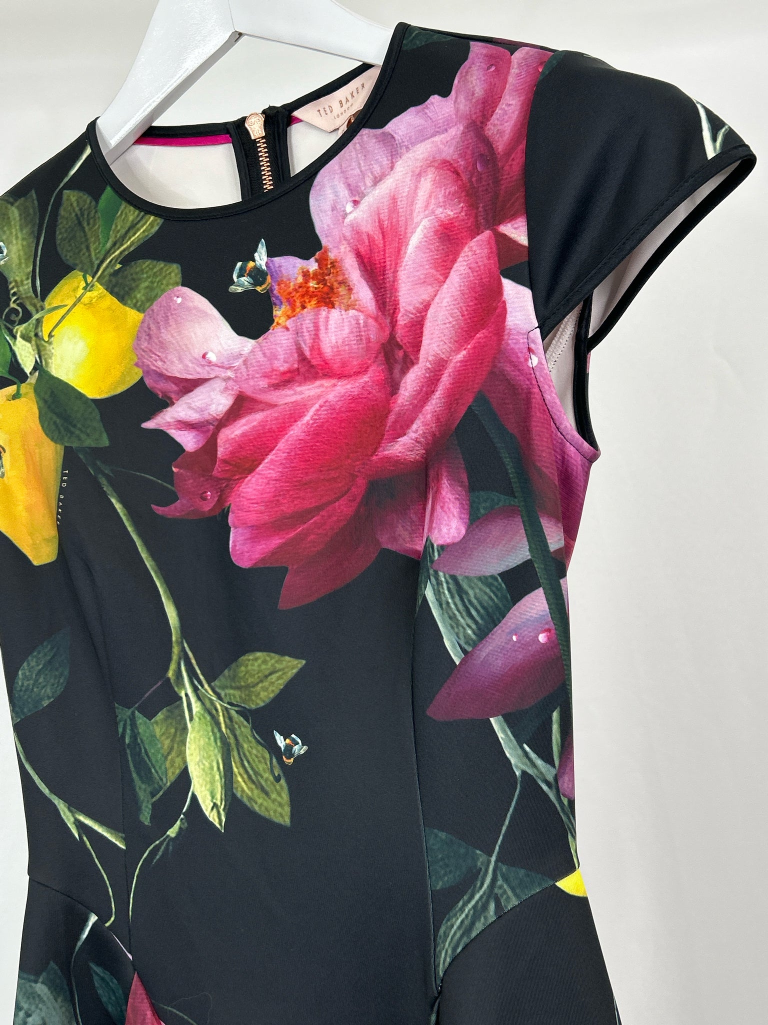 TED BAKER Size 0 Black Print Women's Dress